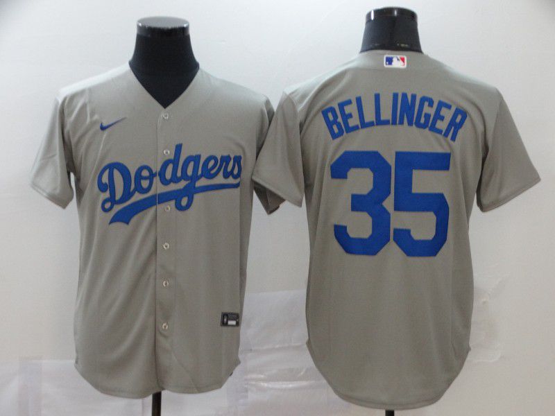 Men Los Angeles Dodgers #35 Bellinger Grey Nike Game MLB Jerseys